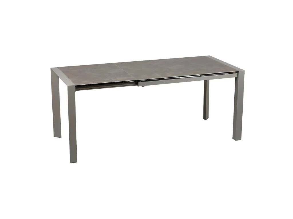 Table De Repas à Allonge Céramique/Verre/Métal Gris - RAYONG 2 Table De Repas à Allonge Céramique/Verre/Métal Gris - RAYONG – Image 2