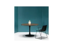 Table De Repas Ronde Noyer/Noir Pied Central - STILL -Deco.fr Soldes Boutique table a manger 11139641