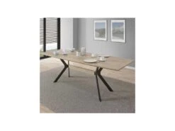 Table De Repas à Allonge Bois Naturel/Métal - CYRILLE -Deco.fr Soldes Boutique table a manger 11140057