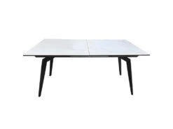 Table Extensible Céramique Blanc 160/210 Cm Et Métal Noir - CAMILIA -Deco.fr Soldes Boutique table a manger 11149953
