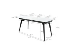 Table Extensible Céramique Blanc 160/210 Cm Et Métal Noir - CAMILIA -Deco.fr Soldes Boutique table a manger 11149957
