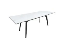 Table Extensible Céramique Blanc 160/210 Cm Et Métal Noir - CAMILIA -Deco.fr Soldes Boutique table a manger 11149959