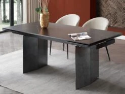 Table à Manger Extensible 6 à 10 Couverts En Céramique Et Métal - Effet Marbre Noir - MISENO De Pascal MORABITO -Deco.fr Soldes Boutique table a manger 11166847