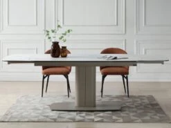 Table à Manger Extensible 6 à 10 Couverts En Céramique Et Métal - Effet Marbre Blanc Et Taupe - CARIOULA De Pascal MORABITO -Deco.fr Soldes Boutique table a manger 11199379