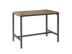 Table Haute L.120 Cm Bois Rustique Métal Noir - FACTORY