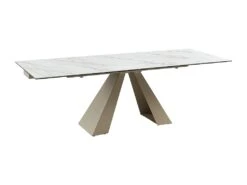 Table à Manger Extensible 6 à 10 Couverts En Céramique Et Métal - Effet Marbre Blanc Et Beige - LOZIPA De Pascal MORABITO -Deco.fr Soldes Boutique table a manger 12496461