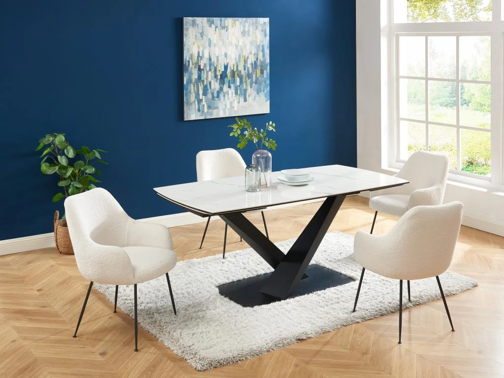 Table à Manger Extensible 6 à 10 Couverts En Céramique Et Métal - Effet Marbre Blanc Et Noir - MALATA De Pascal MORABITO 3 Table à Manger Extensible 6 à 10 Couverts En Céramique Et Métal - Effet Marbre Blanc Et Noir - MALATA De Pascal MORABITO – Image 3