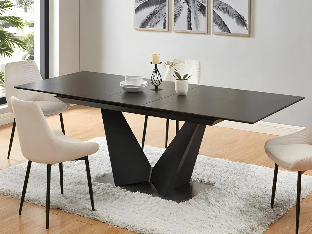 Table à Manger Extensible 6 à 8 Couverts En Céramique Et Métal - Gris Anthracite Et Noir - OLETIA De Pascal MORABITO 2 Table à Manger Extensible 6 à 8 Couverts En Céramique Et Métal - Gris Anthracite Et Noir - OLETIA De Pascal MORABITO – Image 2