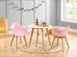 Table Enfant En MDF Et Hêtre - Blanc Et Naturel - LOULOUNE