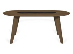 Table à Manger En Marbre LAGO - Noyer Et Marbre Blanc - TEMAHOME