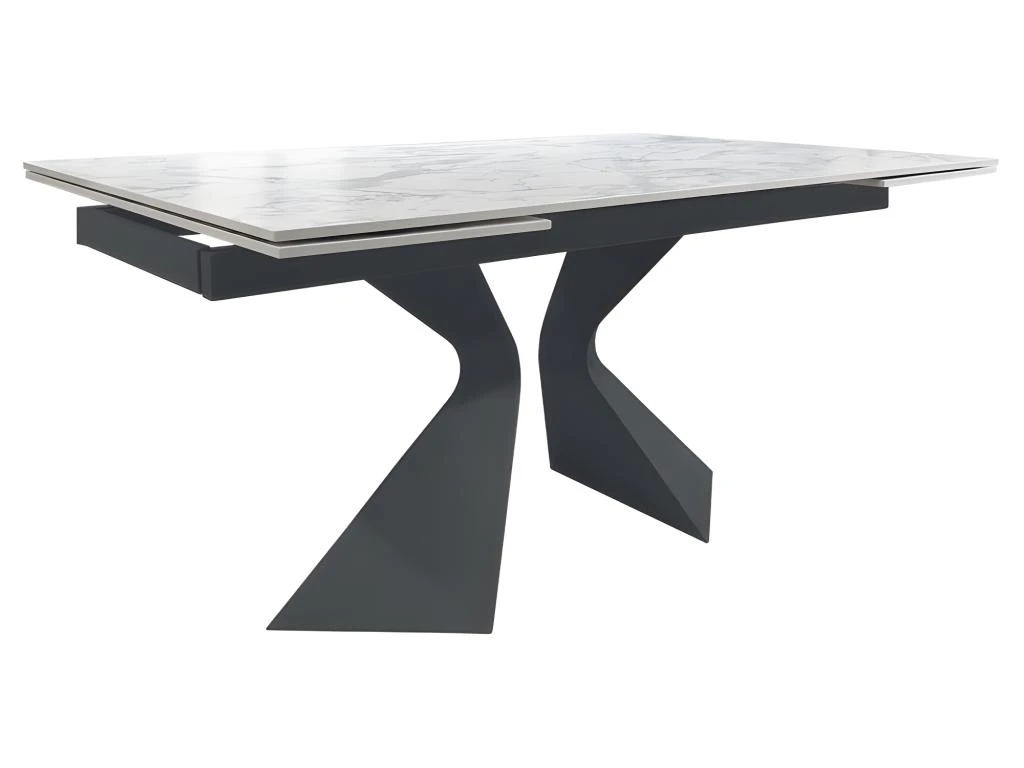 Table Extensible 160/240 Cm Céramique Marbré Pieds évasés Gris - DAFFY 1 Table Extensible 160/240 Cm Céramique Marbré Pieds évasés Gris - DAFFY