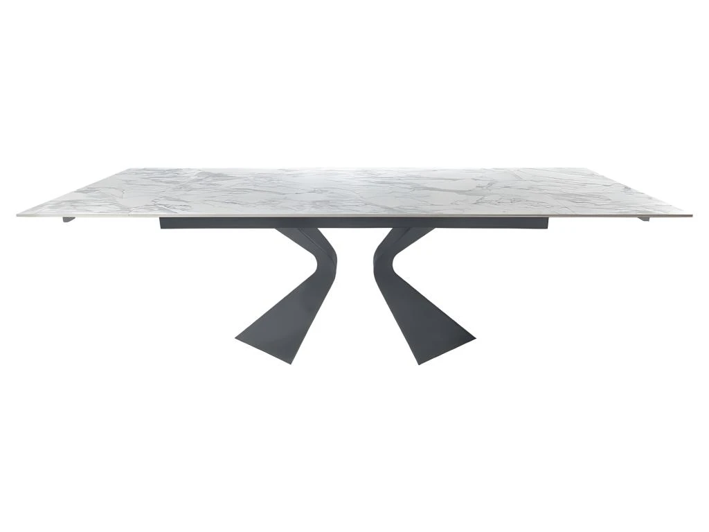 Table Extensible 160/240 Cm Céramique Marbré Pieds évasés Gris - DAFFY 3 Table Extensible 160/240 Cm Céramique Marbré Pieds évasés Gris - DAFFY – Image 3