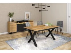 Table à Manger, 8 Personnes, 170, Robust, Structure Stable, Pieds Solides, Chêne Et Noir -Deco.fr Soldes Boutique table a manger 12578827