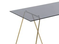 Table à Manger 4 Couverts En Verre Trempé Et Acier Inoxydable - Gris Et Doré - VABOLI -Deco.fr Soldes Boutique table a manger 12593297