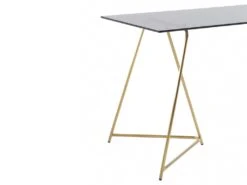 Table à Manger 4 Couverts En Verre Trempé Et Acier Inoxydable - Gris Et Doré - VABOLI -Deco.fr Soldes Boutique table a manger 12593299