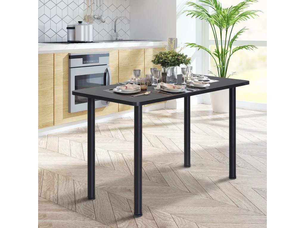HOMCOM Table à Manger Style Contemporain 4 Personnes Dim. 120L X 60l X 76H Cm Panneaux Particules Acier Inoxydable Noir 1 HOMCOM Table à Manger Style Contemporain 4 Personnes Dim. 120L X 60l X 76H Cm Panneaux Particules Acier Inoxydable Noir