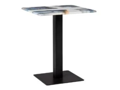 MALOI - Table D'Appoint Carrée Plateau Blanc Effet Aquarelle