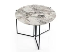 Table De Salle À Manger Ganges Ronde Dotée De Pieds Métalliquesen Couleur Pin Atlantique, Dimensions 100 X72 X 100 Cm