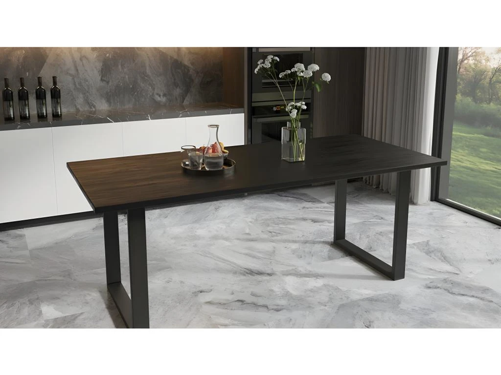 Table à Manger Design Bois Massif NIKO - Table Rectangulaire Noir 180x90 2 Table à Manger Design Bois Massif NIKO - Table Rectangulaire Noir 180x90 – Image 2
