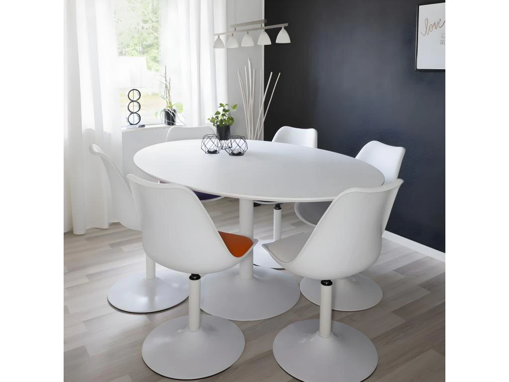 Taco Elipse - Table à Manger En Bois 160x110 - Couleur - Blanc 2 Taco Elipse - Table à Manger En Bois 160x110 - Couleur - Blanc – Image 2