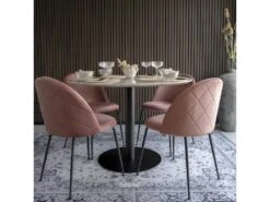 Bolzano - Table à Manger Ronde Effet Marbre ø110cm - Couleur - Blanc -Deco.fr Soldes Boutique table a manger 13297791