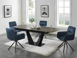 Table à Manger Extensible 6 à 8 Couverts En Céramique Et Métal - Effet Marbre Marron Et Noir - DONOTI -Deco.fr Soldes Boutique table a manger 13670173