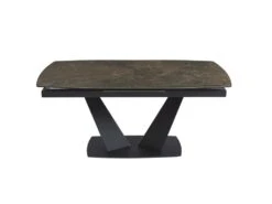 Table à Manger Extensible 6 à 8 Couverts En Céramique Et Métal - Effet Marbre Marron Et Noir - DONOTI -Deco.fr Soldes Boutique table a manger 13670189