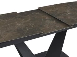 Table à Manger Extensible 6 à 8 Couverts En Céramique Et Métal - Effet Marbre Marron Et Noir - DONOTI -Deco.fr Soldes Boutique table a manger 13670193