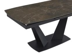 Table à Manger Extensible 6 à 8 Couverts En Céramique Et Métal - Effet Marbre Marron Et Noir - DONOTI -Deco.fr Soldes Boutique table a manger 13670195