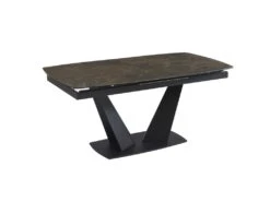 Table à Manger Extensible 6 à 8 Couverts En Céramique Et Métal - Effet Marbre Marron Et Noir - DONOTI -Deco.fr Soldes Boutique table a manger 13670201