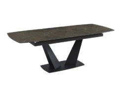 Table à Manger Extensible 6 à 8 Couverts En Céramique Et Métal - Effet Marbre Marron Et Noir - DONOTI -Deco.fr Soldes Boutique table a manger 13670203