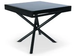 Table Extensible Moderne L90-180cm Liberac Métal Noir Et Bois Noir Mat