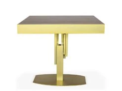 Table Design Carrée Extensible 180cm Mealane Pied Central Or Et Bois Sonoma