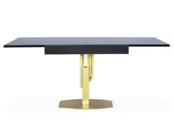 Table Design Carrée Extensible 180cm Mealane Pied Central Or Et Bois Noir -Deco.fr Soldes Boutique table a manger 13698121