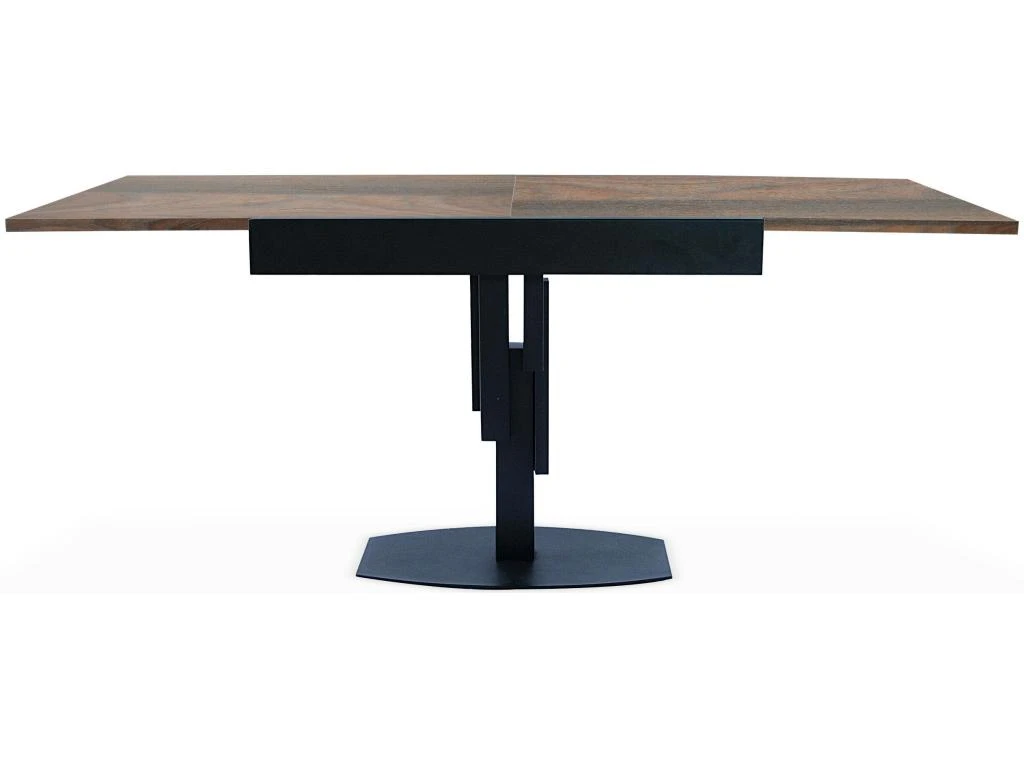 Table Design Carrée Extensible 180cm Mealane Pied Central Métal Noir Et Noyer 2 Table Design Carrée Extensible 180cm Mealane Pied Central Métal Noir Et Noyer – Image 2