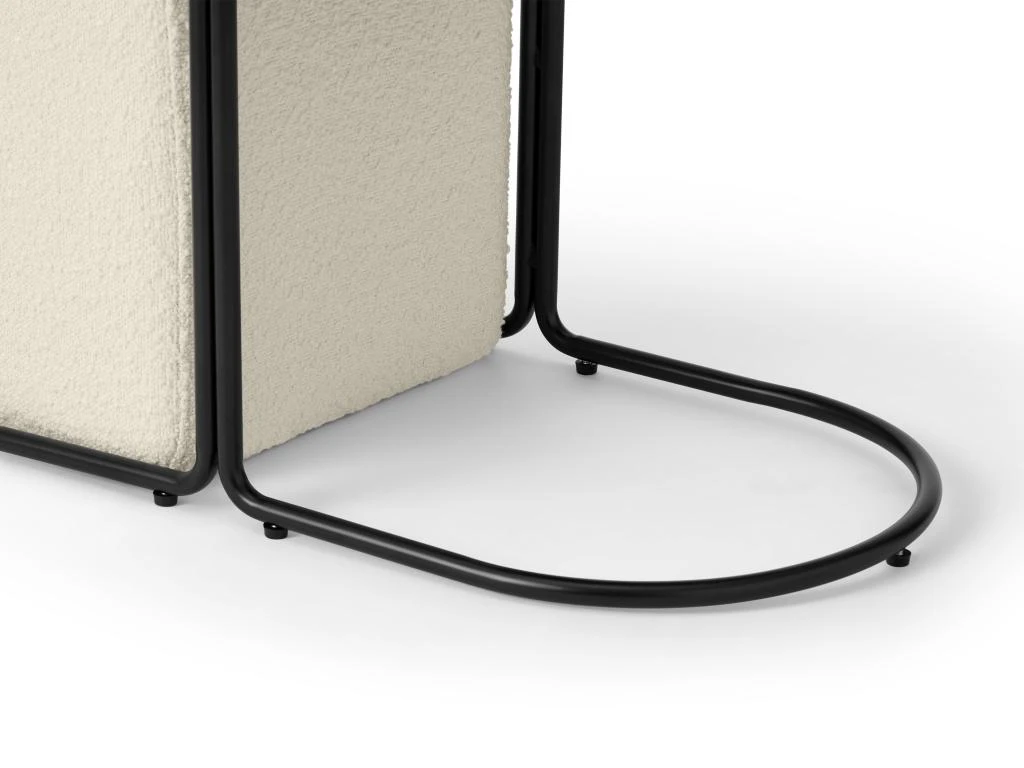 Table Basse + 2 Poufs En Tissu Bouclette - Naturel Et Blanc - ADAR 6 Table Basse + 2 Poufs En Tissu Bouclette - Naturel Et Blanc - ADAR – Image 6