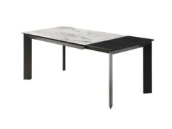 Table à Manger Extensible 4 à 10 Couverts En Céramique Et Métal - Effet Marbre Gris Et Noir - CARMONI -Deco.fr Soldes Boutique table a manger 14290643