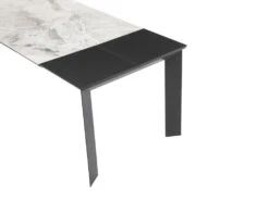 Table à Manger Extensible 4 à 10 Couverts En Céramique Et Métal - Effet Marbre Gris Et Noir - CARMONI -Deco.fr Soldes Boutique table a manger 14290659