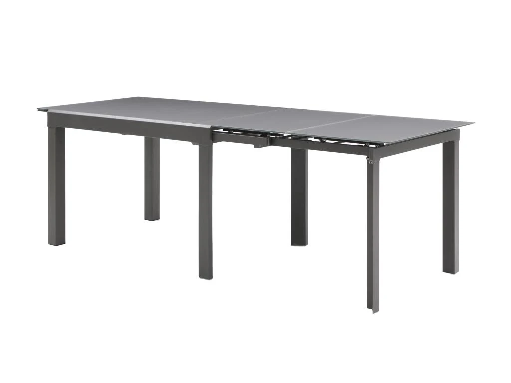Table à Manger Extensible 4 à 14 Couverts En Verre Trempé Et Métal - Gris - CHELDY 9 Table à Manger Extensible 4 à 14 Couverts En Verre Trempé Et Métal - Gris - CHELDY – Image 9