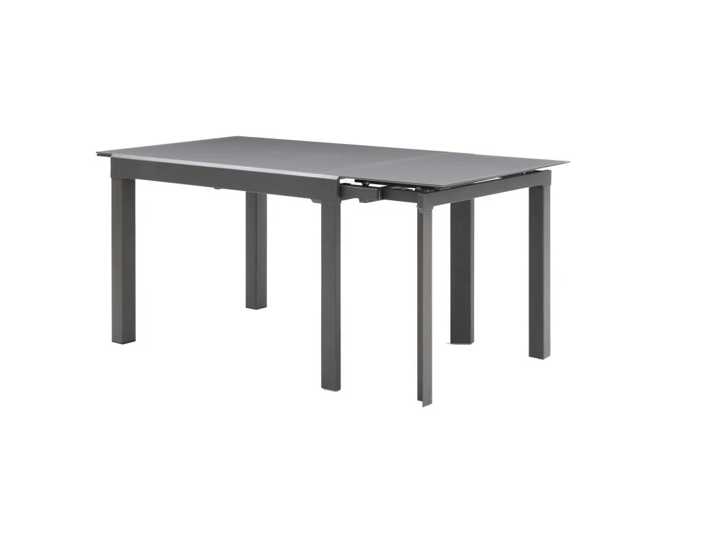 Table à Manger Extensible 4 à 14 Couverts En Verre Trempé Et Métal - Gris - CHELDY 8 Table à Manger Extensible 4 à 14 Couverts En Verre Trempé Et Métal - Gris - CHELDY – Image 8