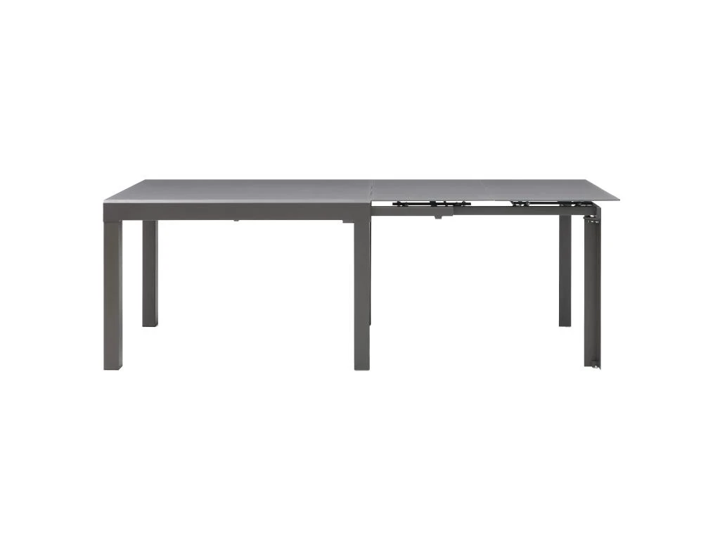 Table à Manger Extensible 4 à 14 Couverts En Verre Trempé Et Métal - Gris - CHELDY 5 Table à Manger Extensible 4 à 14 Couverts En Verre Trempé Et Métal - Gris - CHELDY – Image 5