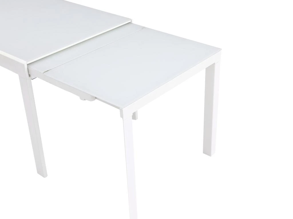 Table à Manger Extensible 4 à 14 Couverts En Verre Trempé Et Métal - Blanc - CHELDY 9 Table à Manger Extensible 4 à 14 Couverts En Verre Trempé Et Métal - Blanc - CHELDY – Image 9