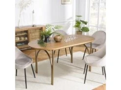 YSEULT - Table à Manger Ovale 4 Personnes 160x80cm Bois Peuplier Couleur Naturelle