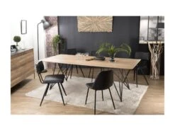 MADISON - Table à Manger Rectangulaire 220x100cm Bois Chêne Pieds épingles Croisés Métal Noir