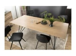 MADISON - Table à Manger Rectangulaire 220x100cm Bois Chêne Pieds épingles Croisés Métal Noir -Deco.fr Soldes Boutique table a manger 14656969
