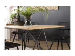 MADISON - Table à Manger Rectangulaire 220x100cm Bois Chêne Pieds épingles Croisés Métal Noir -Deco.fr Soldes Boutique table a manger 14656971