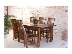 EDEN - Table à Manger Rectangulaire Marron Rallonge 160/200cm Bois Mindi