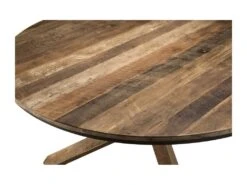 ALIDA - Table à Manger Ronde Marron 130x130cm Pieds Croisés Teck Recyclé Acacia Mahogany Recyclé -Deco.fr Soldes Boutique table a manger 14657157