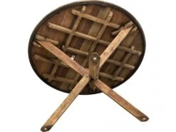 ALIDA - Table à Manger Ronde Marron 130x130cm Pieds Croisés Teck Recyclé Acacia Mahogany Recyclé -Deco.fr Soldes Boutique table a manger 14657159