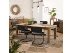 ANDRIAN - Table à Manger Rectangulaire Marron 200x90cm Bois Pin Recyclé